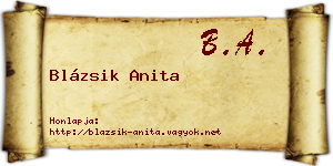 Blázsik Anita névjegykártya