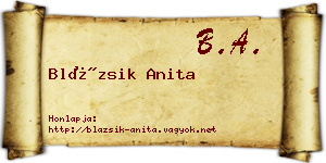 Blázsik Anita névjegykártya