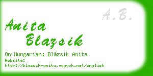 anita blazsik business card